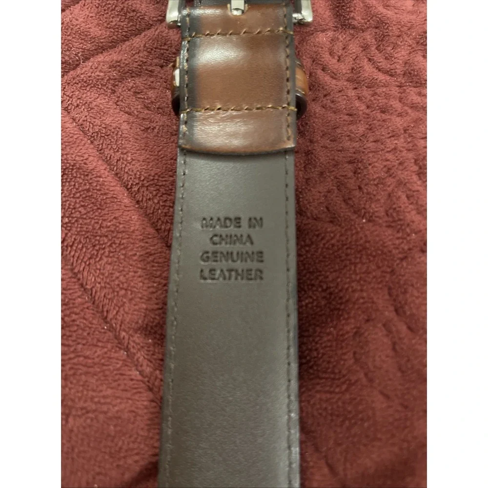 Stacy Adams Belt Men's Size 38 Brown Leather 1.25‎ W Silver Tone Buckle  6-289